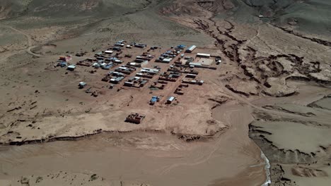 remote village bolivia field aerial drone view sud lipez region south america