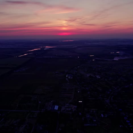 sunset over a rural landscape from above