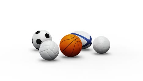 infinito girando alrededor de 5 pelotas deportivas de equipo