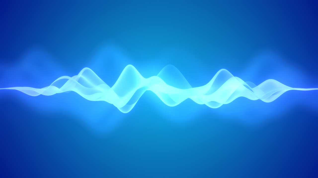 Neon Blue Waveform. Futuristic Audio Equalizer