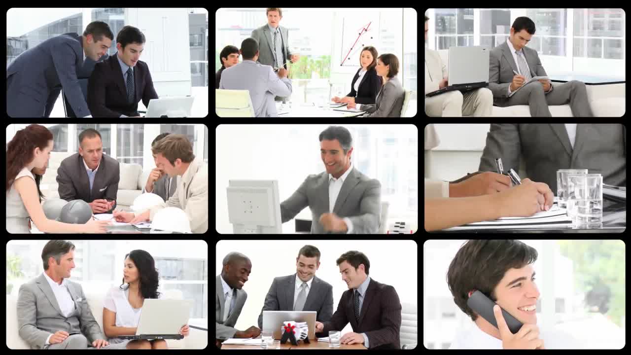 자신감 있는 사업가들이 일하는 장면