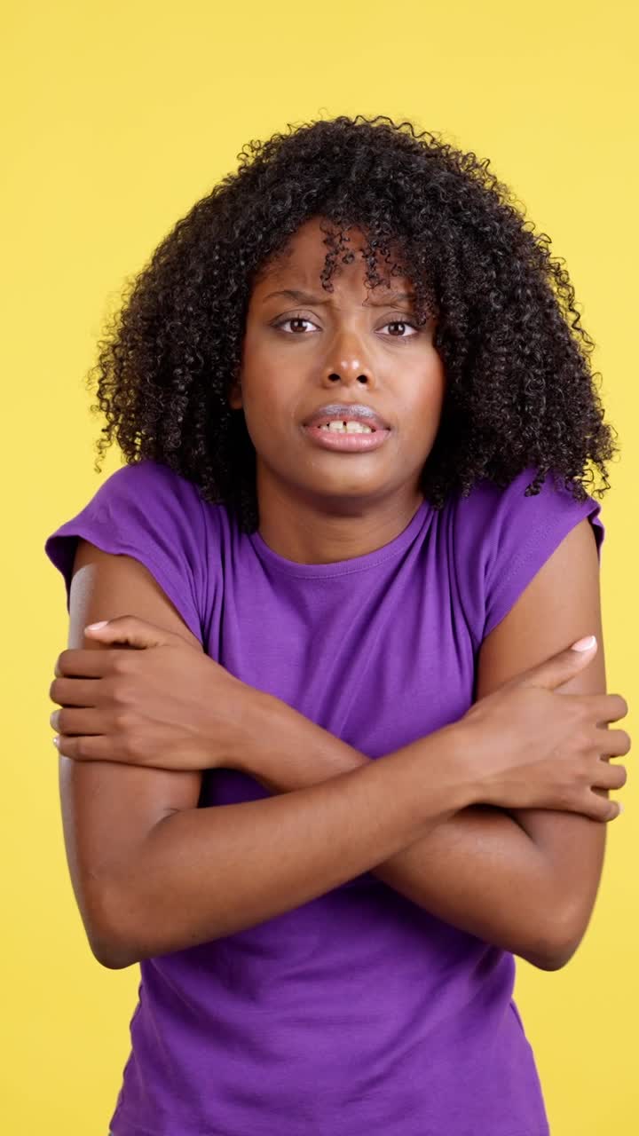 Woman feeling cold and uncomfortable