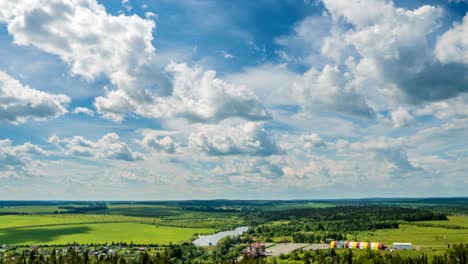 blue sky white clouds background timelapse. beautiful weather at cloudy heaven. beauty of bright color, light in summer nature. abstract fluffy, puffy cloudscape in air time lapse. video loop