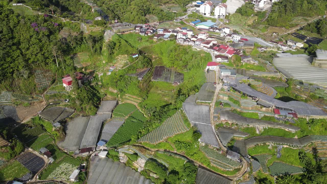 vista general del paisaje del distrito de brinchang dentro del área de cameron highlands de malasia