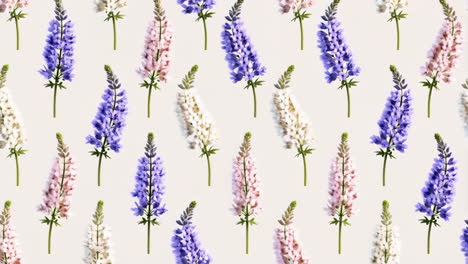 seamless pattern of colorful lupine flowers