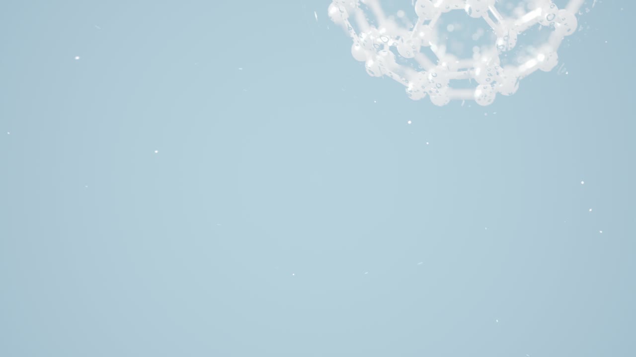 青い背景の化学分子 3d レンダリング