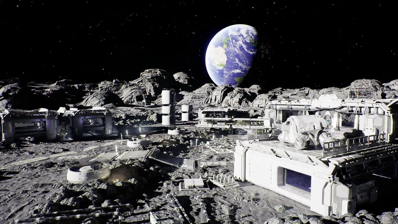Engineers oversee modular habitat assembly with precision tools and robots