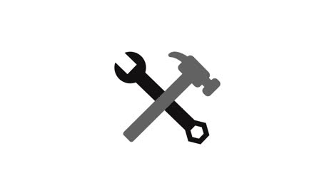 hammer and wrench outline icon animation video. hand drawn like symbol animated with motion graphic, can be used as loop item, has alpha channel and it's at 4k video resolution.