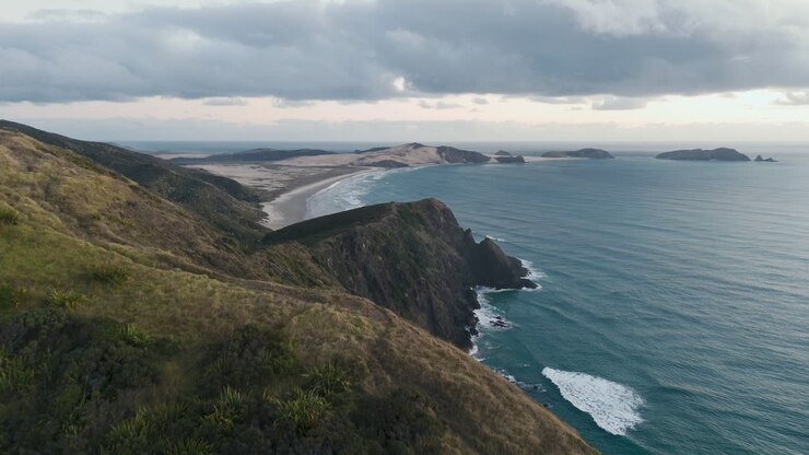 Vista costiera di Capo Reinga, Nuova Zelanda