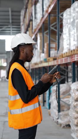 trabajador del almacén escaneando el inventario