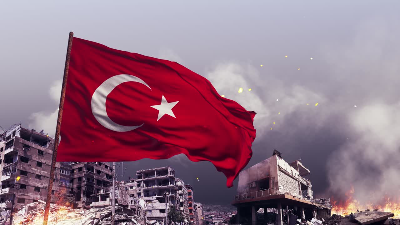 전쟁 개념으로 직물 텍스처 된 칠면조 발 (loopable)