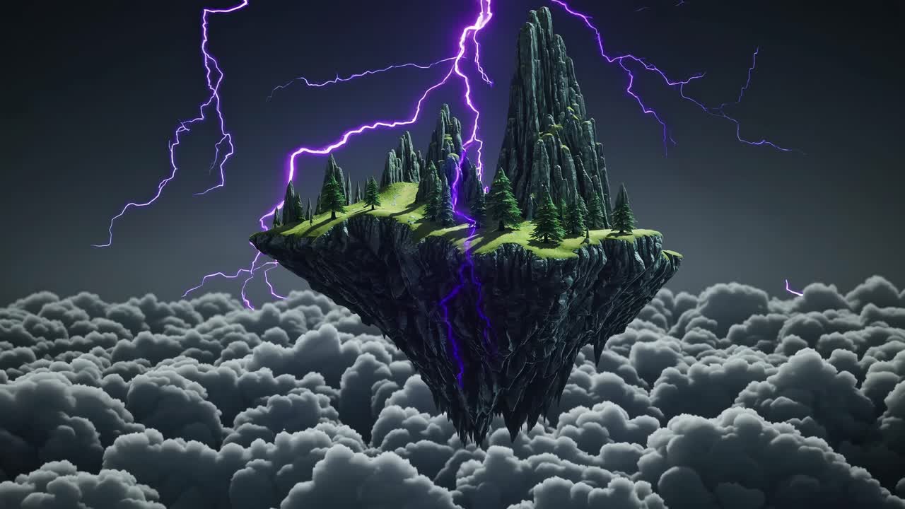 Floating Island in a Stormy Sky