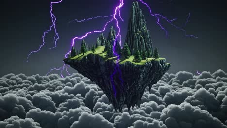 floating island in a stormy sky