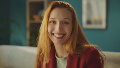 portrait of smiling woman look at camera