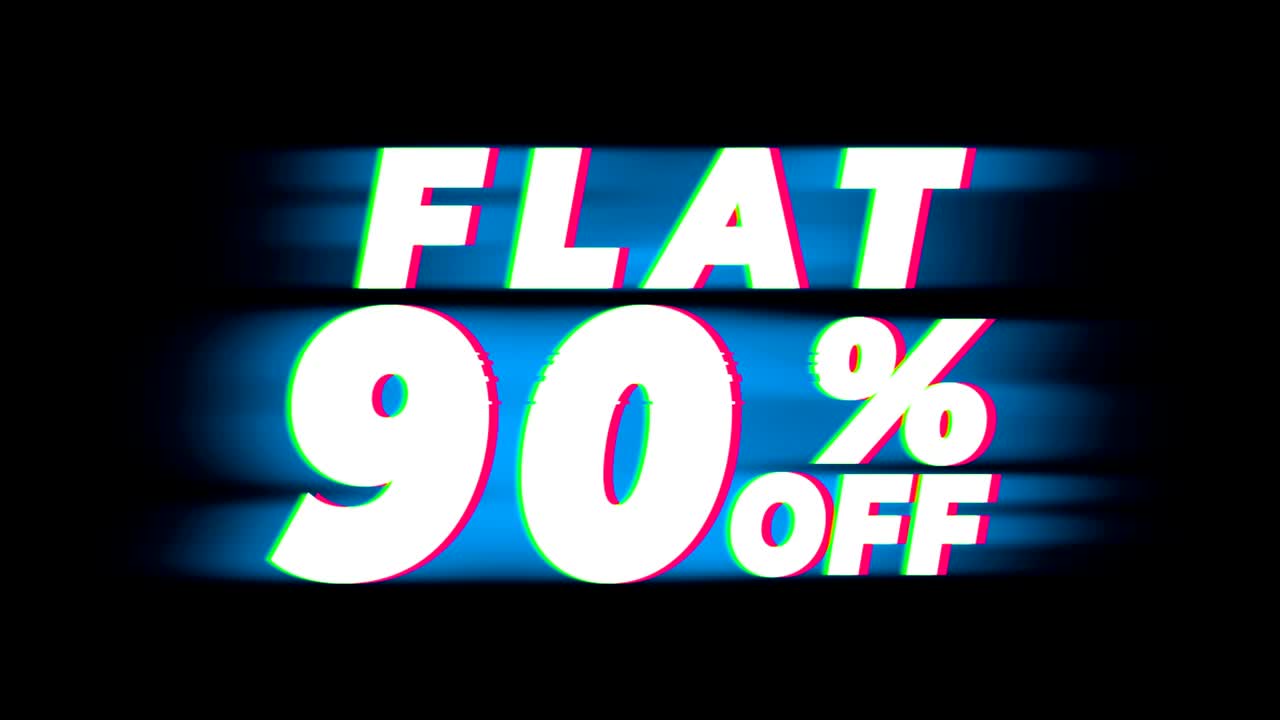 90% 할인된 텍스트 빈티지 글리치 효과 프로모션