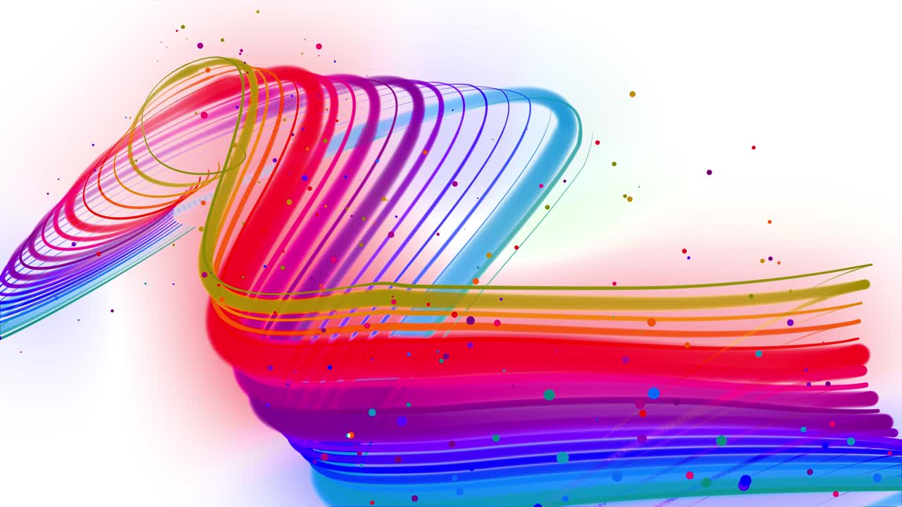 líneas onduladas multicolores o cinta de hermosas rayas vuelan en el aire, suavemente oscilación y onda en fondo blanco. 3d abstracto bucleado fondo creativo 4k con luma mate.