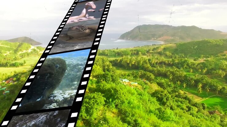Striscia di pellicola con diversi video