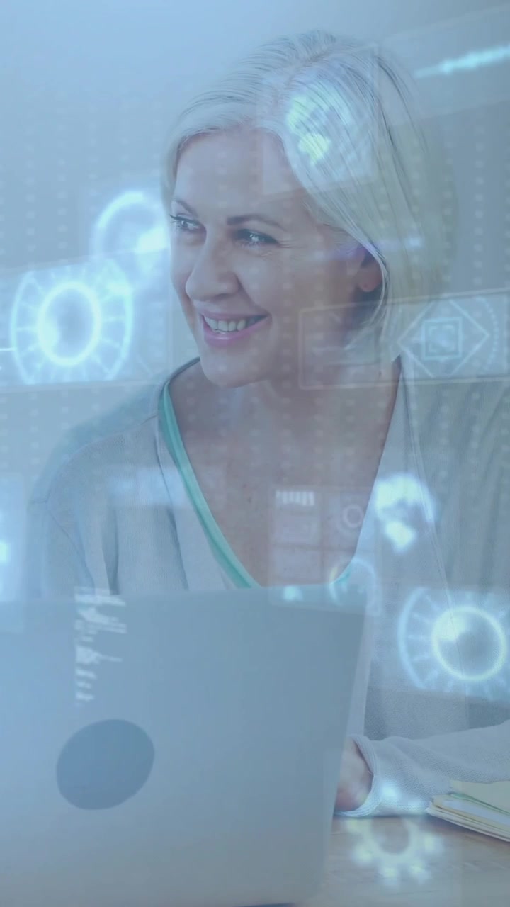 Diskuterer patientdata, sundhedspersonale bruger digital grænseflade med animation