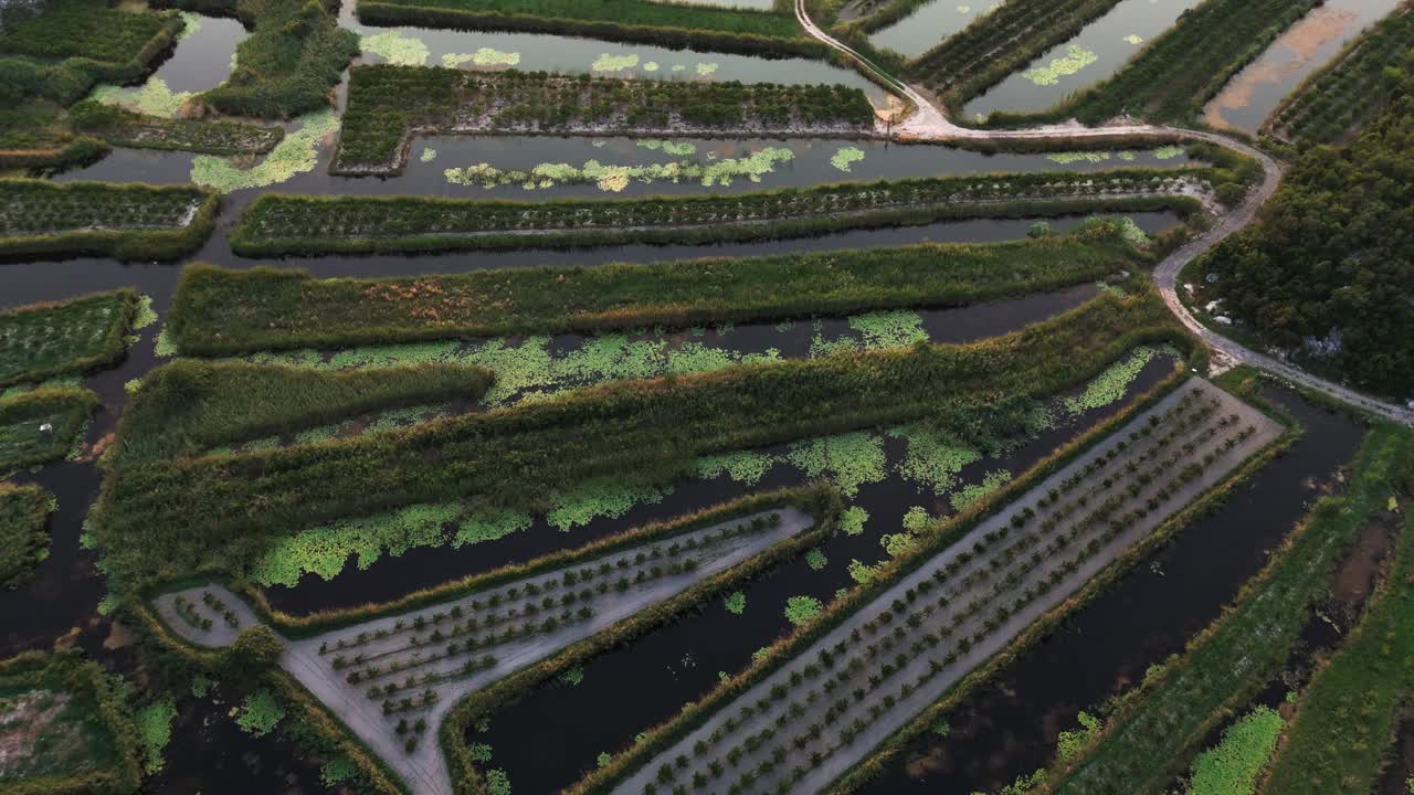 Aerial view of the Neretva delta valley river near Ploce, South Dalmatia, Croatia