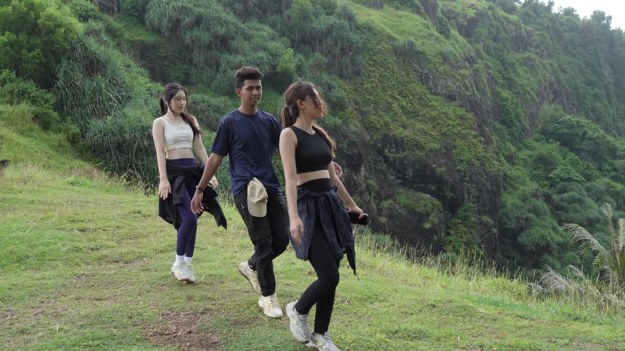 Friends Hiking and Dancing in Nature