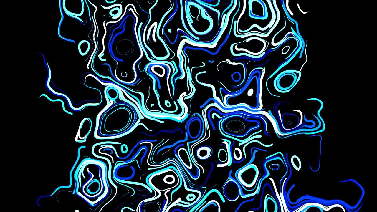 Abstract creative looped bg with curled lines like blue trails on surface. Lines form swirling pattern like curle noise. Abstract 3d looping flowing animation as bright creative festive bg