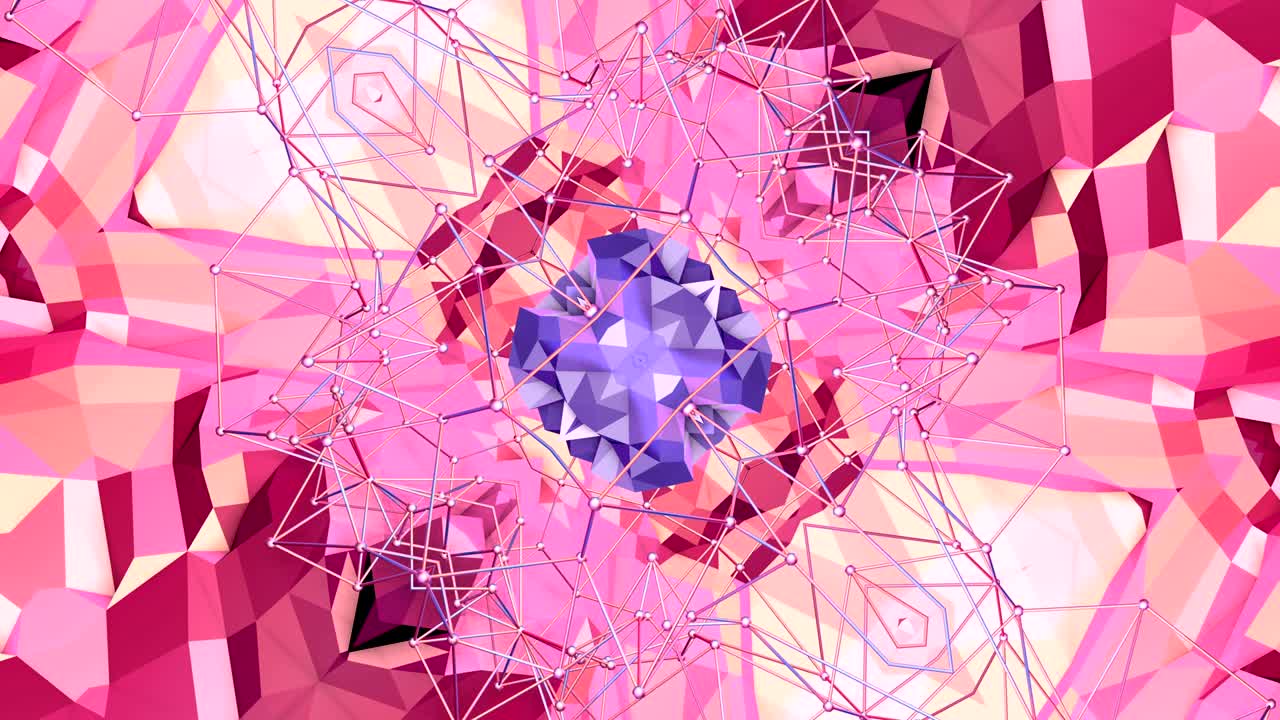 추상적인 간단한 3d 배경은 빨간색 보라색 그라디언트 색상으로, 현대적인 기하학적 배경이나 칼레도스코프 효과의 수학적 환경으로 낮은 폴리 스타일입니다.