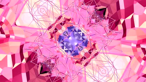 fondo 3d abstracto simple en color gradiente púrpura rojo, estilo poli bajo como fondo geométrico moderno o entorno matemático con efecto caleidoscópico. 4k uhd o bucle sin costuras fullhd. 6