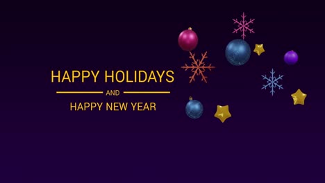 Animation-of-christmas-greetings-text-and-decorations-on-purple-background