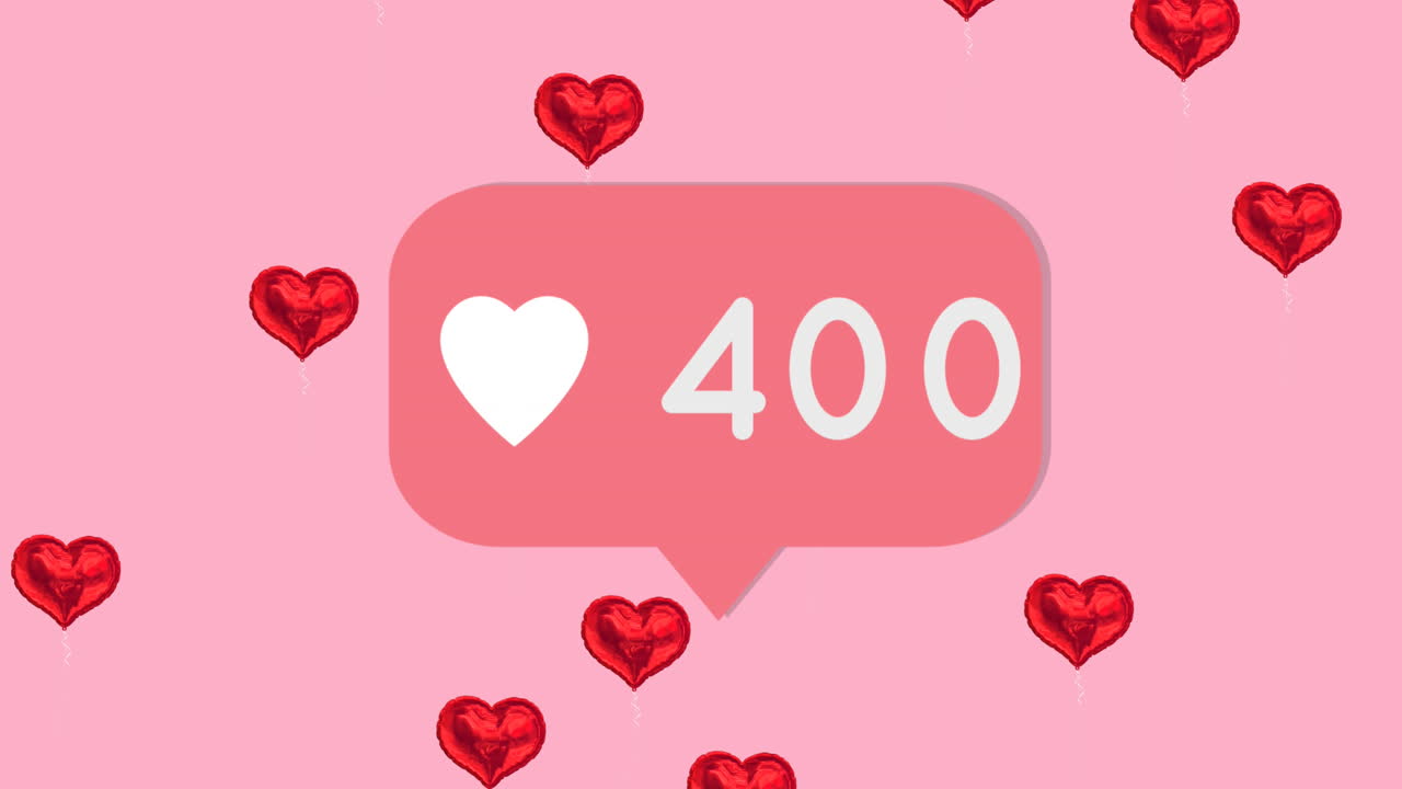 여러 개의  ⁇ 은 심장을 떠다니는 언어 거품에서 증가하는 숫자를 가진 심장 아이콘