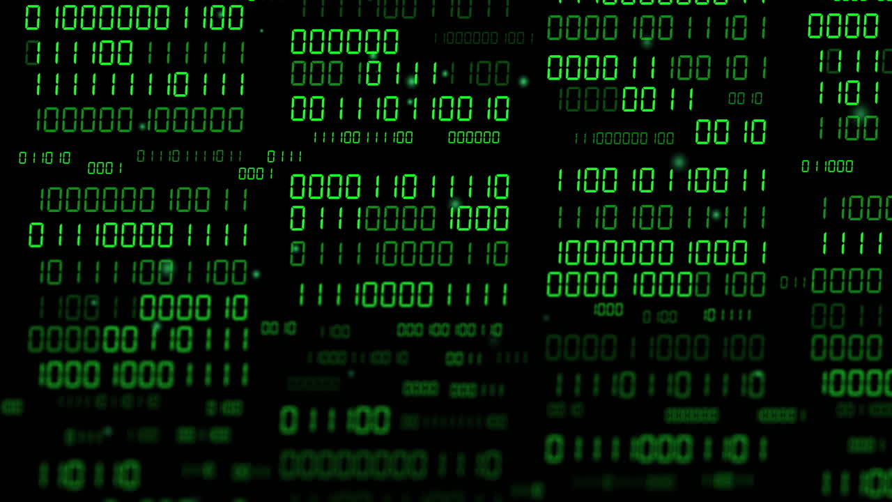 Animation of binary coding and data processing