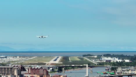 Rear-View-Of-An-Airplane-Arriving-At-Vancouver-International-Airport-YVR-In-Canada