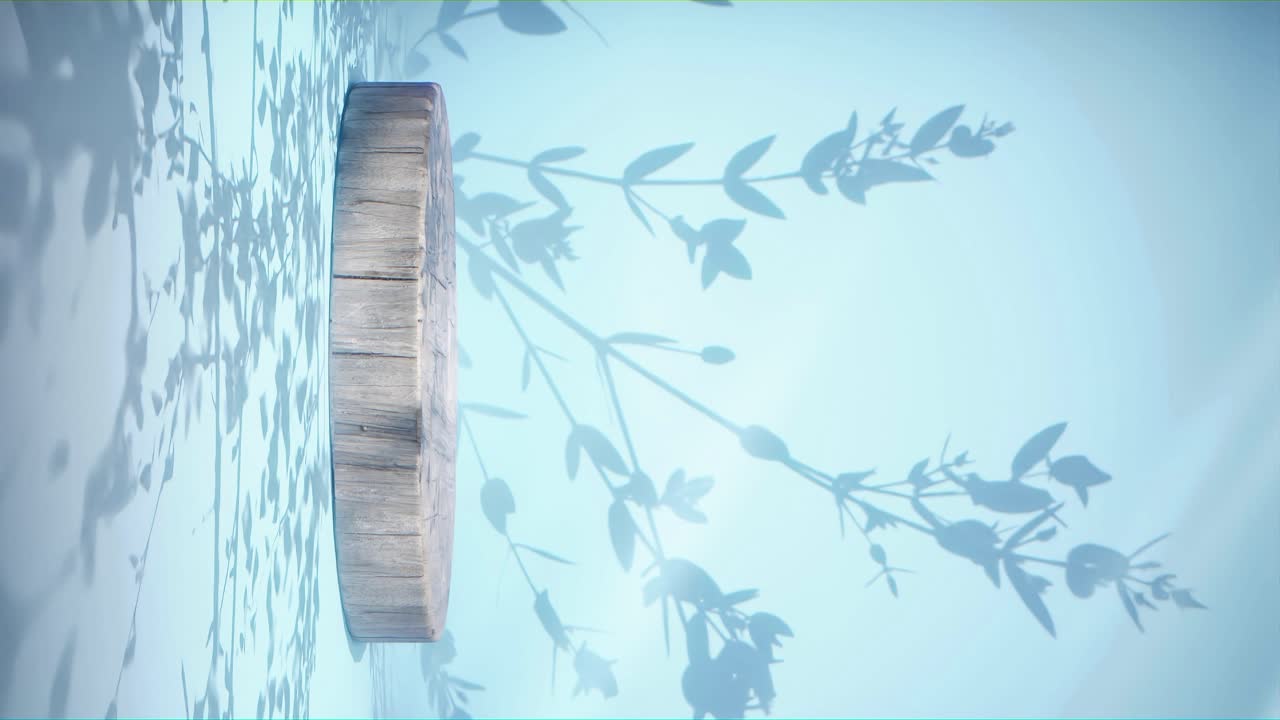 목조 플랫폼을 수직으로 한 평화로운 파란색 자연 배경