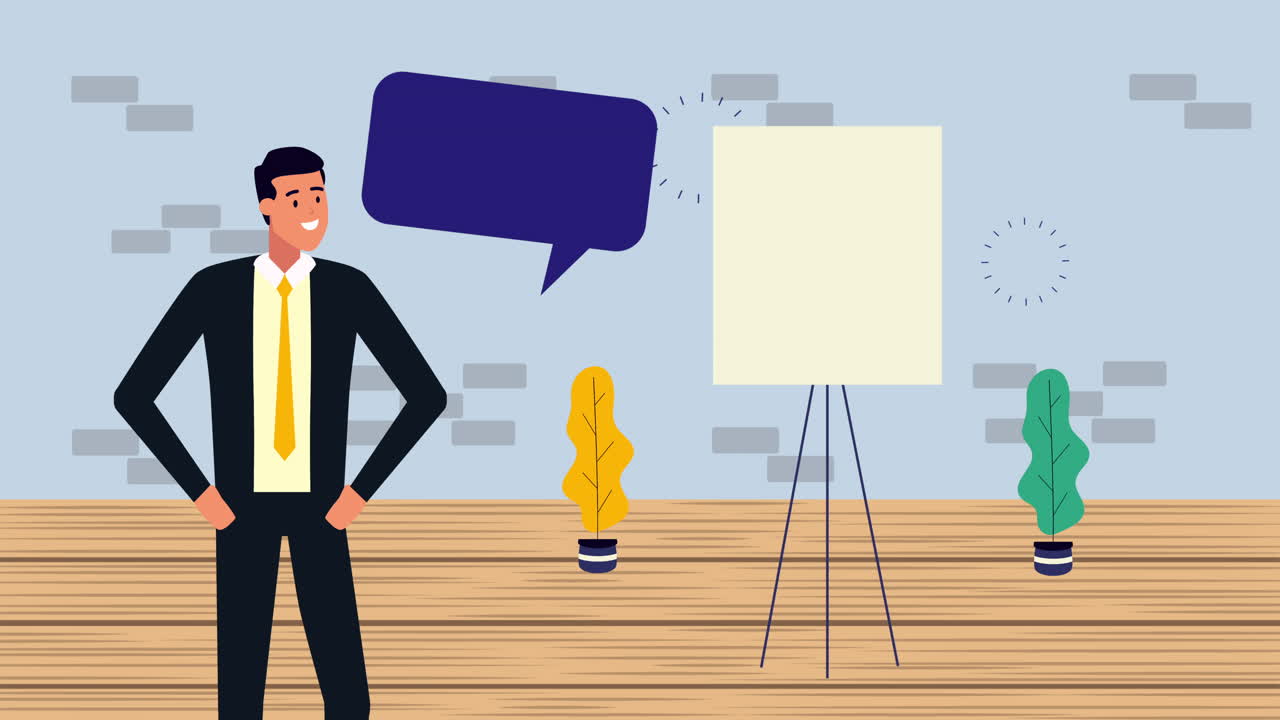 elegant businessman worker with speech bubble