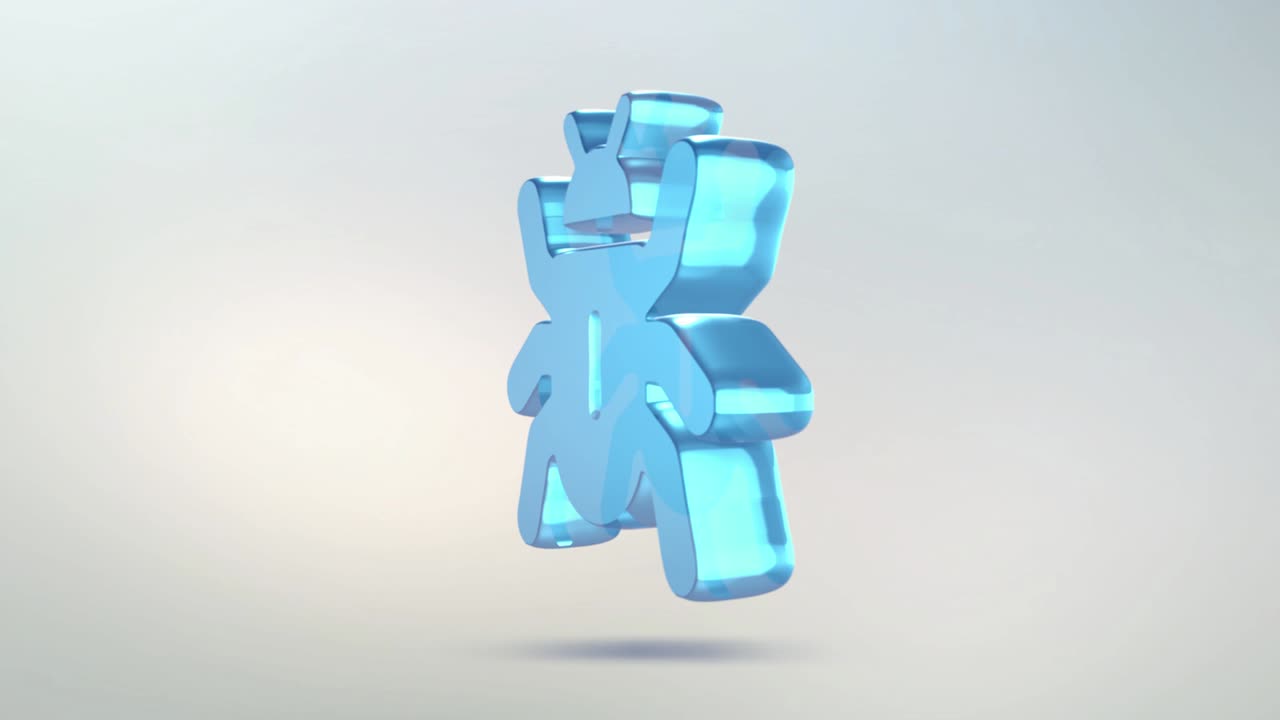 el icono del virus está hecho de vidrio. icono de infección giratorio translúcido con canal alfa de color azul verde. símbolo de bucle sin costuras figura 3d