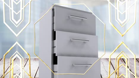 animation of shapes moving over locker