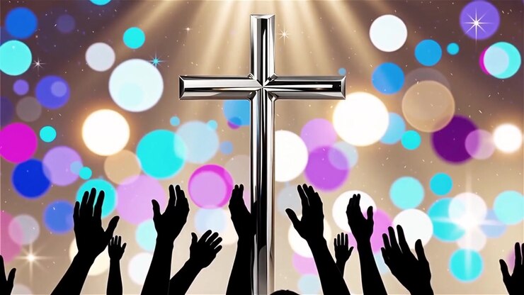 Christian Cross Heavenly Light Worship Background