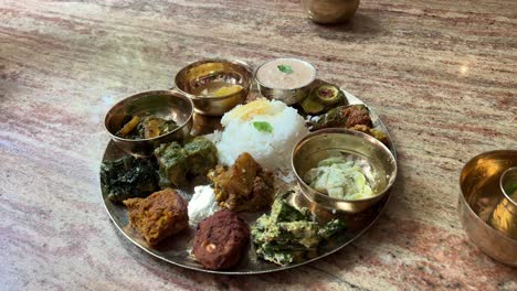 delicious vegetarian thali - traditional indian meal