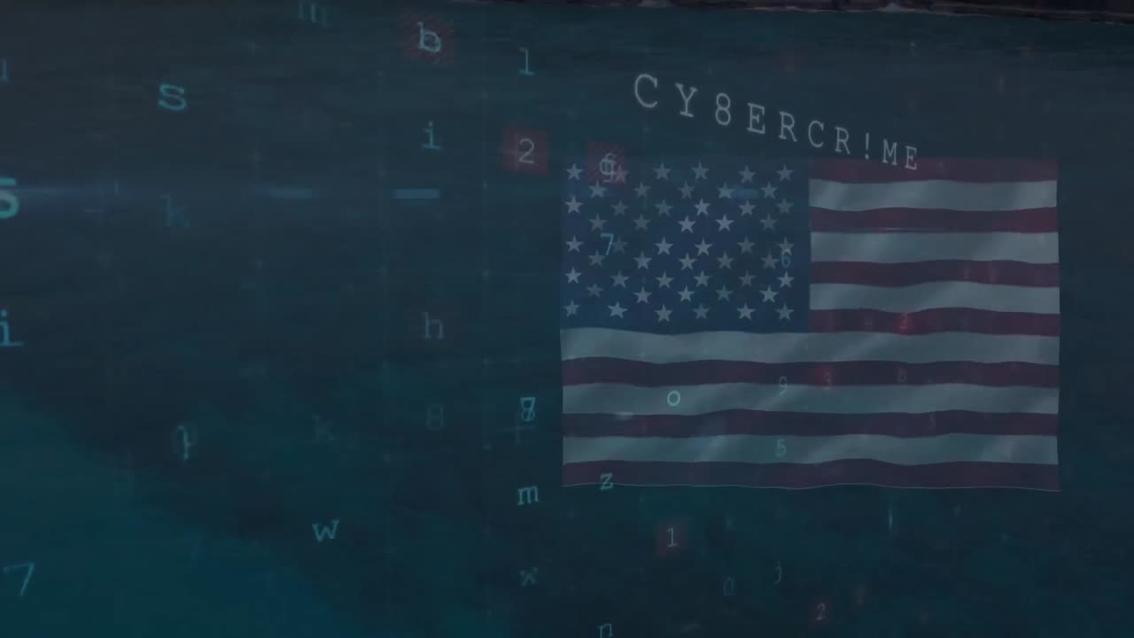 animación del procesamiento de datos sobre la bandera de los estados unidos