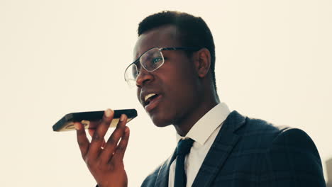 voice note, phone and business man in the city