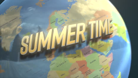 summer time on world map with area of countries