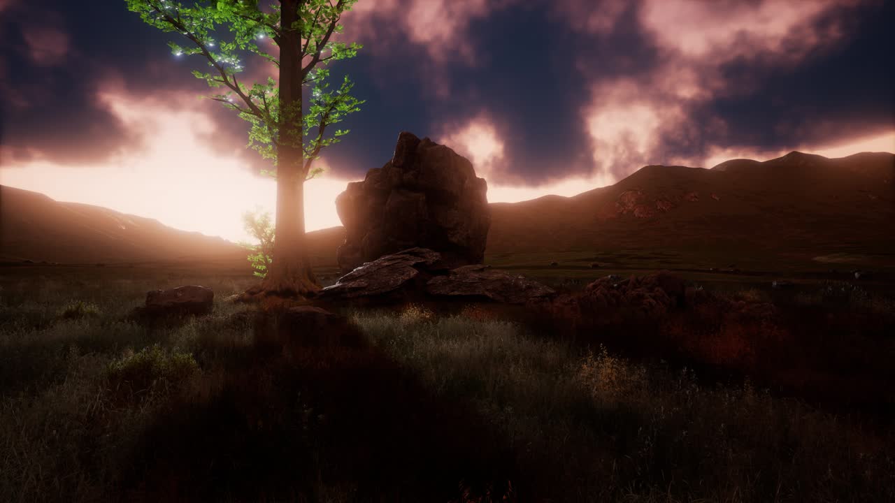 안개 속 에 있는 공중 의 초록색 언덕 풍경