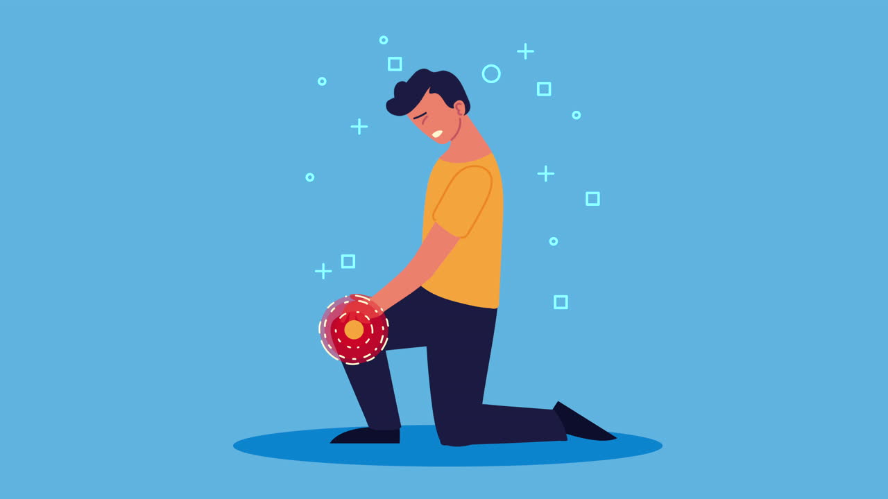 Man with pain knee rheumatology disease animation | Premium Stock Video ...
