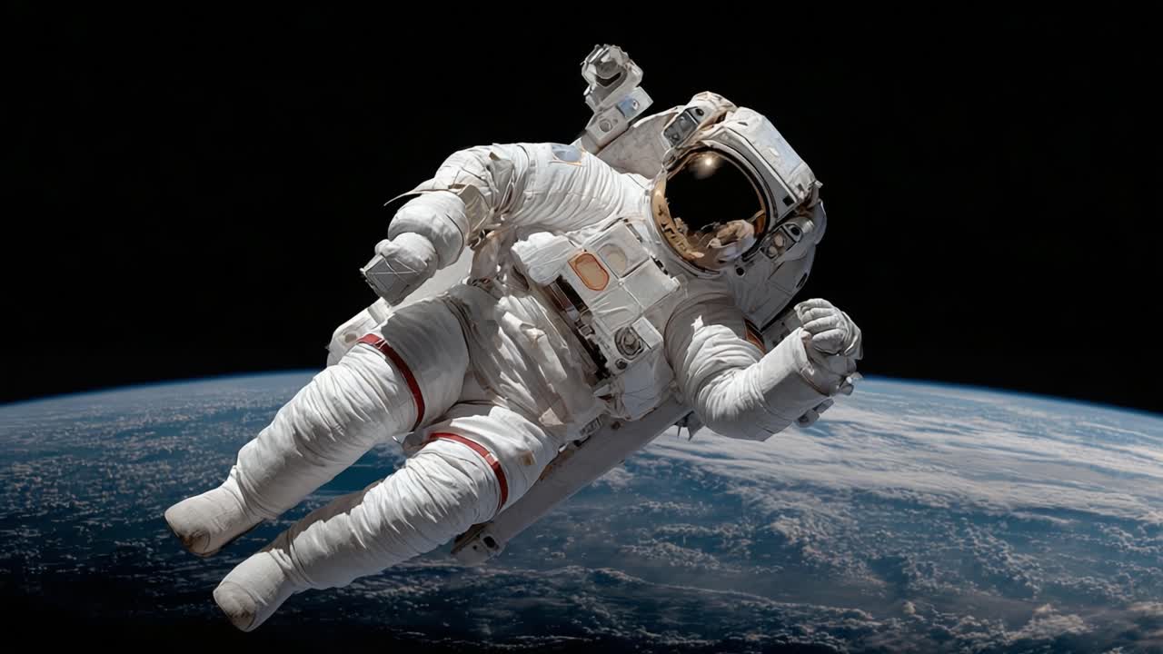 Astonishing Journey of an Astronaut Floating Gracefully in Space Above Earth’s Curvature, Capturing the Essence of Space Exploration and Human Ingenuity
