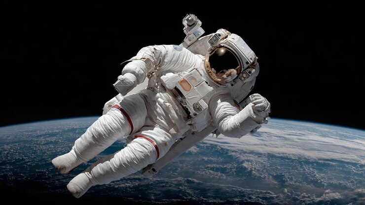 Astonishing Journey of an Astronaut Floating Gracefully in Space Above Earth’s Curvature, Capturing the Essence of Space Exploration and Human Ingenuity