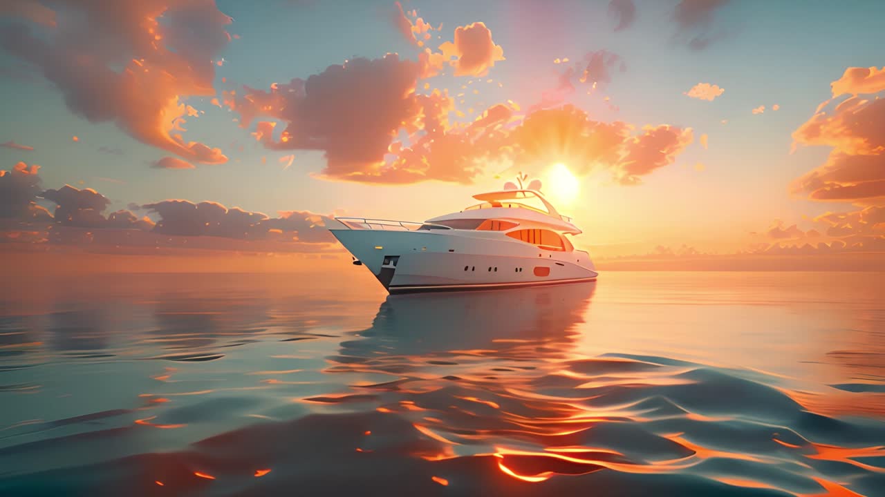 Luxury Yacht at Sunset on Calm Waters