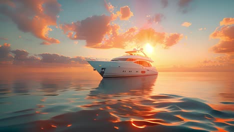 luxury yacht at sunset on calm waters