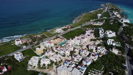 Aerial-drone-rotating-shot-over-residential-buildings-in