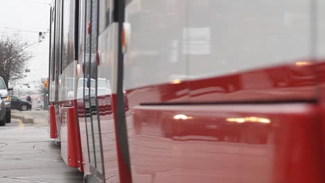 street car on street in toronto, ontario, canada