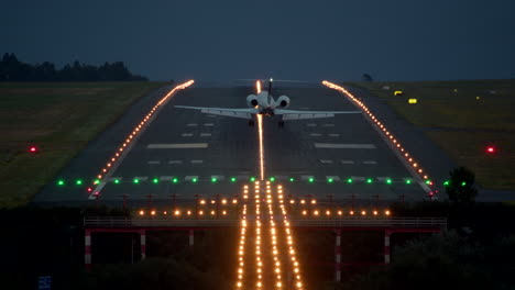 airplane landing at night