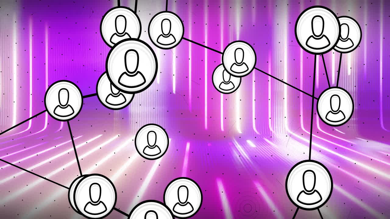 사용자 아이콘 네트워크 애니메이션 보라색 미래의 배경에 조명